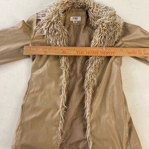 Faux Fur Lined Pleather Coat Size Small